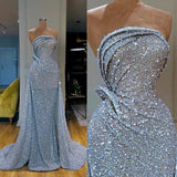 Nukty Sequins Evening Dresses Sleeveless Lace Beads Mermaid Prom Gowns Custom Made Special Occasion Dress robe de soiree