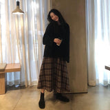 Nukty Vintage Skirts All-match Autumn Spring Basic Loose Empire Mujer Faldas Korean Fashion Popular Simple Retro Chic Female Clothing