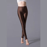 Nukty Women Solid Color Pants Leggings Shinny Elasticity Casual Trousers Fluorescent Spandex Candy Ankle-Length Knitted Bottom