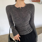 Nukty Spring Thin Cotton T-shirts Tees Women's Elastic Slim Solid Soft Semi-transparent O-neck Tshirt Top Real Photos