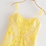 Nukty Women Summer Dress Female Sexy Lace Cutout Pattern Stitching Three-dimensional Chest Support Thin Suspenders Mini Dresses Woman