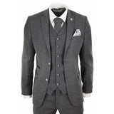 Nukty Grey Herringbone Men's Suit Tweed British Style Custom Made Male Suit Slim Fit Blazer Wedding Suits for Men 3 Pieces