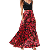 Print Maxi Skirt Women High Waist Boho A-Line Skirt Vintage Casual Beach Faldas Female Elastic Waist Holiday Long Bohemian Skirt