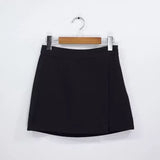Nukty Mini Skirts Women Irregular Solid Side-slit Stretchy Korean Style Trendy Chic OL High Waist Female Bottom Popular Spring Autumn