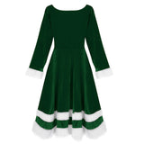 Nukty Christmas Dress Women Velvet Mrs Santa Claus Costume Ladies Soft Outfit Vintage Elegant Winter Plus Size Midi Dresses Платье