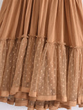 Nukty Summer New Solid Color Lace Stitching V Neck Sexy Backless  Mesh Short Dress Camisole Holiday Beach Dress Female