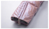 Nukty Gold Silver Double Side Down Coat Winter Jacket Women Big Aritificial Fur White Duck Down Parkas Female Down Outerwear