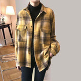 Nukty Female Autumn Street Blouse Shirts Vintage Oversized Plaid Flannel Boyfriend Tunic Shirt for Women Casual Korean Tops