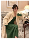 Nukty Knitted France Vintage Party Women Dresses Long Evening Elegant Dress Ladies Casual Chic One Piece Korea Autumn Winter New
