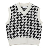 Y2K Houndstooth Vest Pullover Women's Knitted Vest New Autumn and Winter Loose Korean Outdoor Sweater Waistcoat