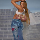 Low Rise Boyfriend Pants Women Long Denim Trousers Female Vintage Jaded Y2K London Wide Leg Letter Print Angel Distressed Jeans