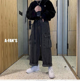 Nukty Wide-leg Jeans Men's Autumn Daddy Trend Student Loose Straight-leg Pants Japanese Retro Big Pocket Loose Wild Fashion New W