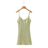Nukty New Casual Chic Floral Print Sling Mini Dress Women Holiday Bow V-neck Dress Summer Sexy Backless Ladies Dresses