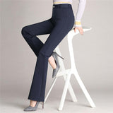 Nukty Women's Pants Fashion Casual Loose Slim Flared Trousers High Waist Formal Trousers For Woman Skinny Solid  Office Lady Wear