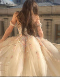 NuktyStoreBall Gown Princess Prom Dresses Off the Shoulder Sweetheart Appliques Formal Tulle Long Evening Gowns Party Graduatio