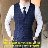 Nukty Luxury Men's Check Vest Suit Trousers Men's Formal Wear Wedding Dress Large Size Casual Business Men's Suit Vest Trousers