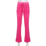 Warm Pants For Women Sweatpants High Waisted Trousers Velvet Y2k Harajuku Joggers Long Capris Casual Winter Flare Pants Bottoms