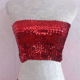 Bling Sequins Crop Tops Sexy Women Strapless Tube Top Stretchy Vest Festival Rave Clothing Stage Performance Party Clubwear