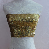 Bling Sequins Crop Tops Sexy Women Strapless Tube Top Stretchy Vest Festival Rave Clothing Stage Performance Party Clubwear