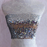 Bling Sequins Crop Tops Sexy Women Strapless Tube Top Stretchy Vest Festival Rave Clothing Stage Performance Party Clubwear