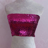 Bling Sequins Crop Tops Sexy Women Strapless Tube Top Stretchy Vest Festival Rave Clothing Stage Performance Party Clubwear