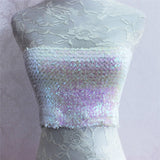 Bling Sequins Crop Tops Sexy Women Strapless Tube Top Stretchy Vest Festival Rave Clothing Stage Performance Party Clubwear