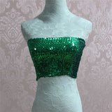 Bling Sequins Crop Tops Sexy Women Strapless Tube Top Stretchy Vest Festival Rave Clothing Stage Performance Party Clubwear
