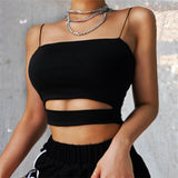 Nukty New Fashion Hot Sexy Women Summer Sexy Casual Sleeveless Cut-Out Short Tee Shirt Crop Top Vest Strap Tank Top Blouse