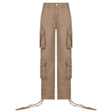 Women's Jeans Cargo Pants Denim Trousers Baggy Jeans Wide Black Bottoms Streetwear Y2K Pants Brown High Waist Straight Leg Jeans