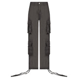 Women's Jeans Cargo Pants Denim Trousers Baggy Jeans Wide Black Bottoms Streetwear Y2K Pants Brown High Waist Straight Leg Jeans