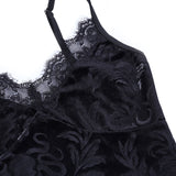 Nukty Women Casual Sexy Camisole Black Floral Lace Hem V-neck Sleeveless Camis Gothic Crop Tops Ladies Tank Tops Skinny Clubwear