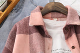 Nukty Spring New Women Big Plaid Full Sleeve Thick Warm Woolen Shirt Jacket Winter Oversize Tops Stylish Girl Casual Outwear T0N444T