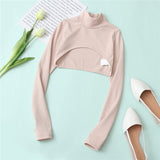 Sexy Knitted Turtleneck Short Top Women Fashion Long Sleeve Streetwear Tshirts  White Tees