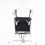 Black Basic Tank Tops Tees Sleeveless Backless Spaghtti Strap Crop Tube Top Casual Fashion Fitness Buttons Tee Vest Tanks Camis