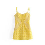 Nukty Women Summer Dress Female Sexy Lace Cutout Pattern Stitching Three-dimensional Chest Support Thin Suspenders Mini Dresses Woman