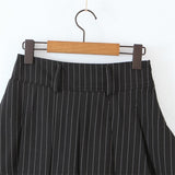 Nukty New Spring Summer Chic Vintage Preppy Style Striped High-Waist Pleated Mini Skirt Thin Hot Girl A-Line Skirt Women Fashion