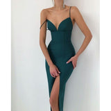 Sexy High split Long Dress Women Elegant V Neck Spaghetti Strap Slim Party Dress New Spring Summer Fashion bodycon Dress