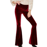 Nukty Women Pants Y2k Velvet Flares High Waist Flare Pant Spring Summer Festival Clothes Stretchy Trousers Hippie Boho Tight Bottoms