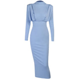 Autumn Dress Women Fashion Turtleneck Long-sleeved Vintage Shoulder Pad Dress Female Office Ladies Solid Dress Elegant Party