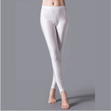 Nukty Women Solid Color Pants Leggings Shinny Elasticity Casual Trousers Fluorescent Spandex Candy Ankle-Length Knitted Bottom