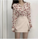 Nukty Mini Skirts Women Irregular Solid Side-slit Stretchy Korean Style Trendy Chic OL High Waist Female Bottom Popular Spring Autumn