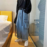 Nukty Wide-leg Jeans Men's Autumn Daddy Trend Student Loose Straight-leg Pants Japanese Retro Big Pocket Loose Wild Fashion New W