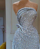 Nukty Sequins Evening Dresses Sleeveless Lace Beads Mermaid Prom Gowns Custom Made Special Occasion Dress robe de soiree