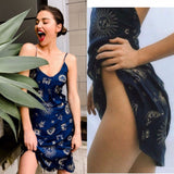 Women Lace Up Front Frill Trim Cami Dress Embroidery Long Dress Floral Print Long Dress Backless Crew Neck Beach Long Vestidos