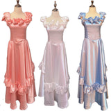 Nukty Blue Elegant Victorian Dress Women Summer Long Fairy Korean Strap Dress Kawaii Vintage Evening Party Dress Women