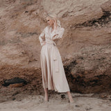 Women Casual Satin Maxi Robe Dress Solid Color Lantern Sleeve Sashes Dress New Fashion Spring Elegant A Line Party Dresses