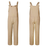 NUKTY Women Vintage Sleeveless Dungarees Jumpsuits Summer Pocket Overalls Playsuits Female Solid Casual Loose Oversize Long Rompers