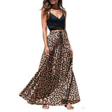 Print Maxi Skirt Women High Waist Boho A-Line Skirt Vintage Casual Beach Faldas Female Elastic Waist Holiday Long Bohemian Skirt