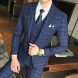 Nukty Luxury Men's Check Vest Suit Trousers Men's Formal Wear Wedding Dress Large Size Casual Business Men's Suit Vest Trousers