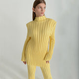 Women Knitted Pullover Sets Casual Winter Long Skinny Sweater Tops Striped Long Sleeve Jumper Ribbed Knitted Trousers Suit